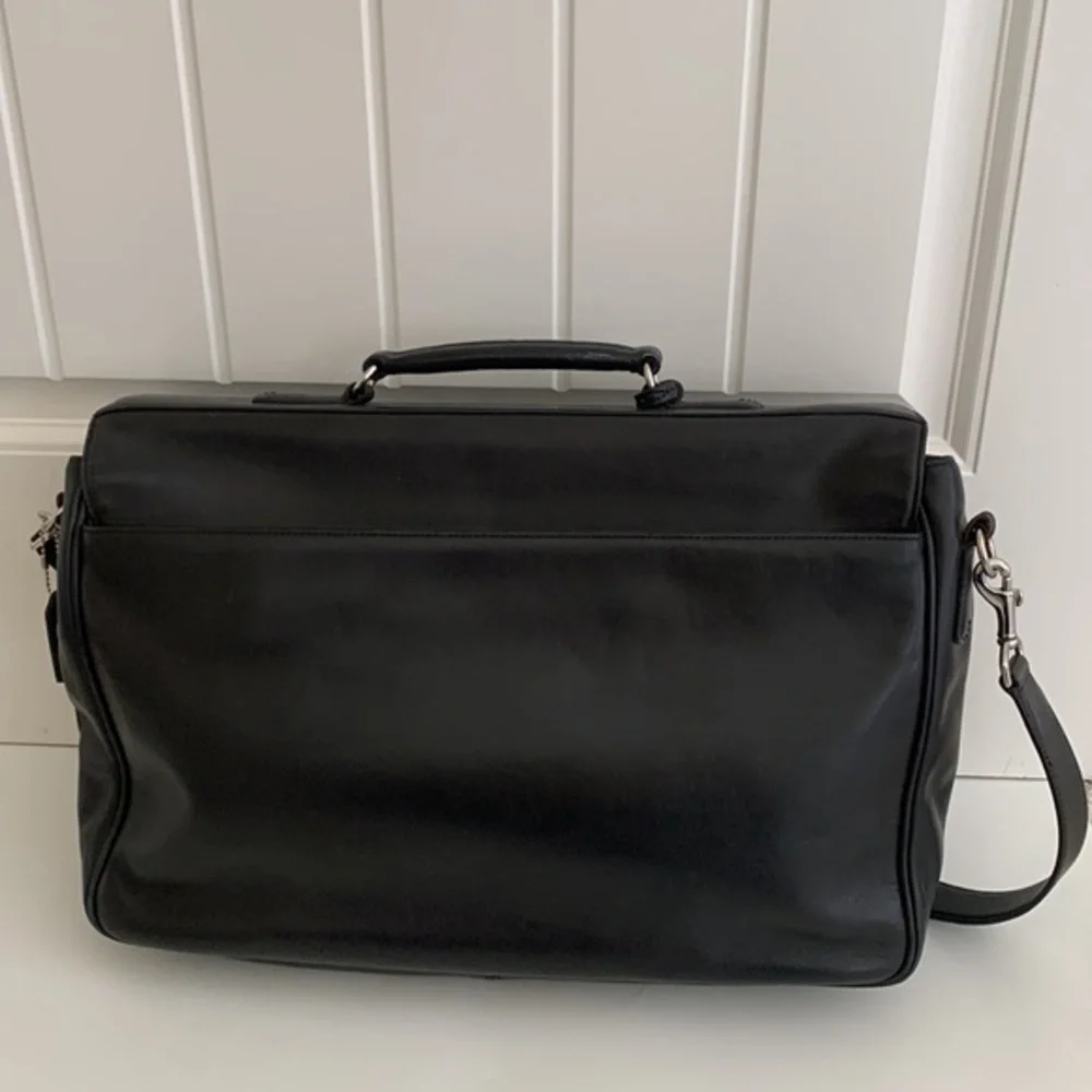 Coach Laptop Messenger Crossbody Briefcase‎ Black Leather Lock Business Bag 5307